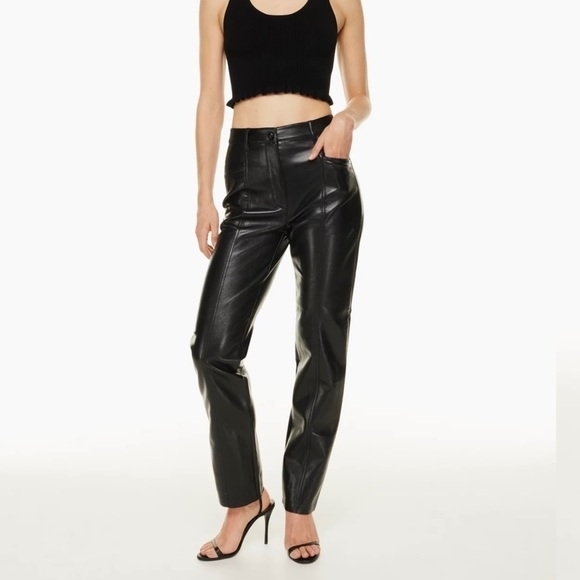 Aritzia Wilfred Rebel Faux Leather Straight Leg Pants Size 2 - Picture 1 of 15
